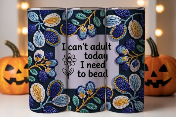 Beaded Embroidery Floral 20oz Tumbler Graphics