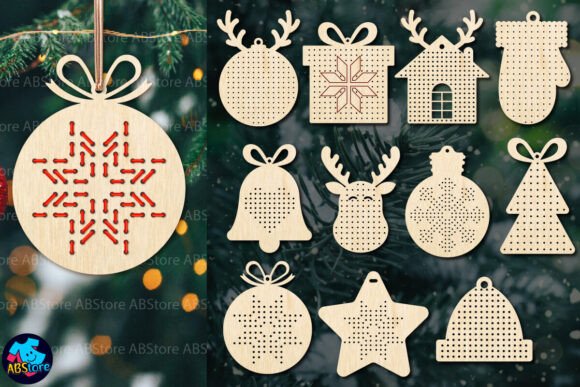 Christmas Ornament Yarn Embroidery Sewin Graphics and Sewing Patterns