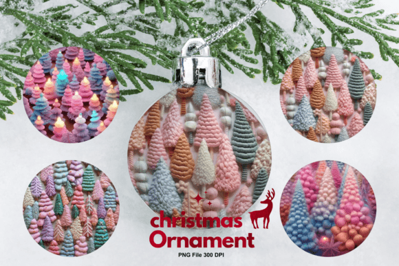 Christmas Tree Embroidery Ornament PNG Graphics & Print Templates