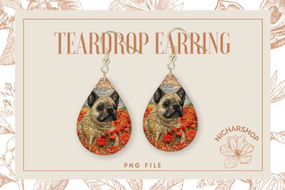 Dog Flower Earring Graphics & Print Templates