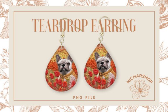Dog Flower Embroidery Graphics & Print Templates