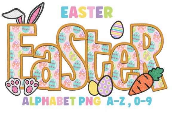 Easter Alphabet Clipart Embroidery Faux Graphics & Crafts