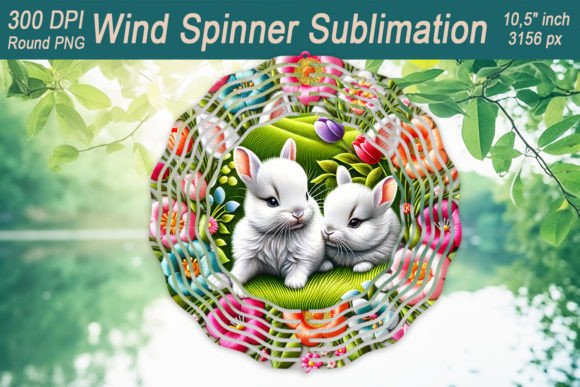 Easter Embroidery Bunny Wind Spinner Png Graphics & Crafts