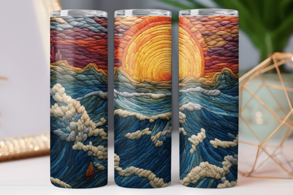 Embroidery Floral Graphics for Tumbler Wraps