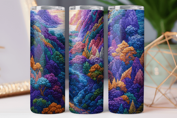 Embroidery Floral Graphics for Tumbler Wraps
