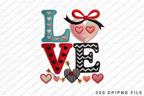Embroidery Love Graphics for T-Shirt Designs