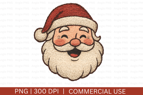 Embroidery Santa Clause Head PNG for Crafts & Graphics
