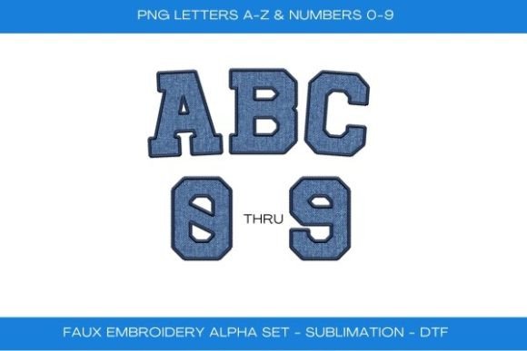 Faux Embroidery Jean Alpha Set Graphics for Crafts