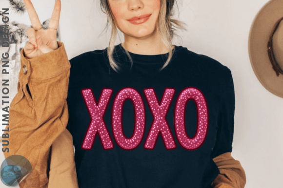 Faux Embroidery Pink XOXO Graphics & Illustrations