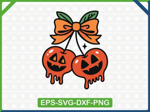 Halloween Cherry Bow Graphics for T-Shirt Designs
