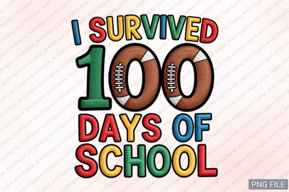 I Survived 100 Days Embroidery PNG for T-Shirt Designs