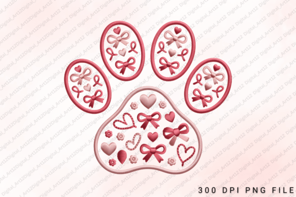Pink Bow Paw Print Graphics for T-Shirt Designs