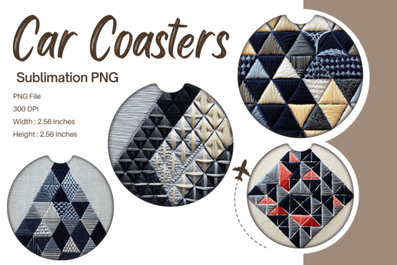 Quilt Embroidery Car Coaster Sublimation Graphics