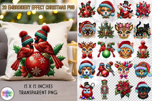 Reviewing Embroidery Effect Christmas Clipart PNG