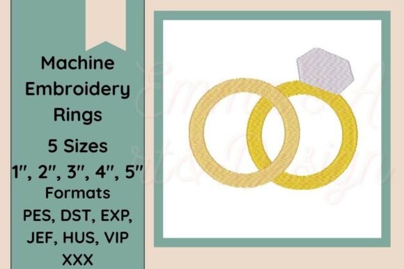 Rings Machine Embroidery Design for Wedding Branding