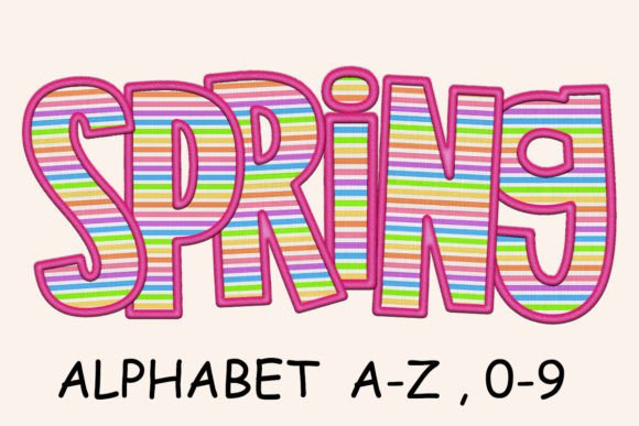 Spring Colorful Alphabet Embroidery Png for Crafts Graphics