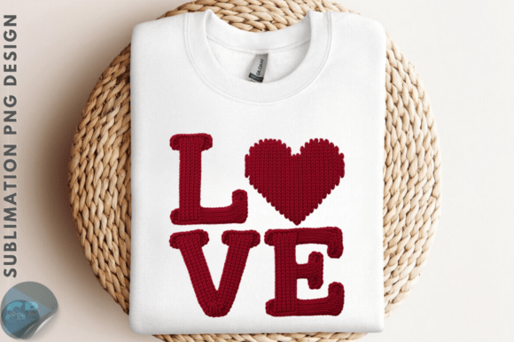 Yarn Faux Embroidery Love Graphics & Illustrations